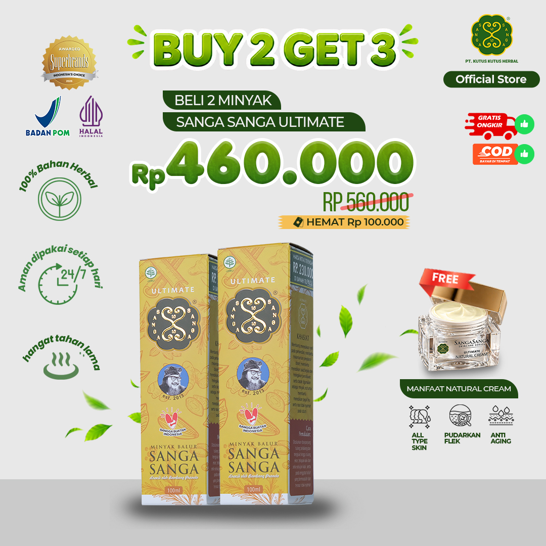 [PROMO BUNDLING] - BELI 2 MINYAK SANGA SANGA ULTIMATE FREE NATURAL CREAM - Minyak Balur Sanga Sanga Ultimate 100ml